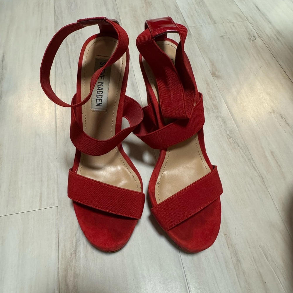 Steve Madden Red Strappy Heeled Sandals